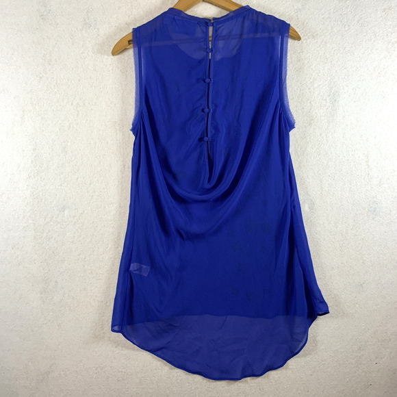 Womens Sheer Chiffon Tunic Top Sz M Cobalt Blue Whimsigoth‎ Fairy Grunge Witchy - Picture 5 of 15